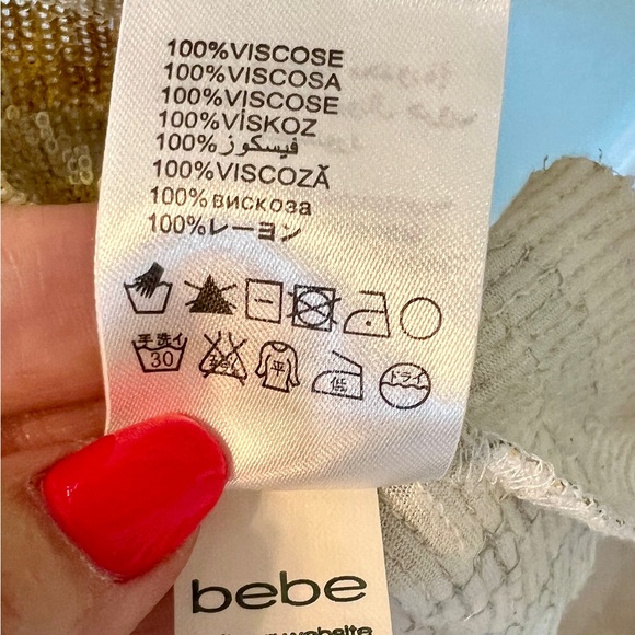 Bebe Gold and Cream‎ Sequin High Low Sexy Tank size S - Picture 7 of 7